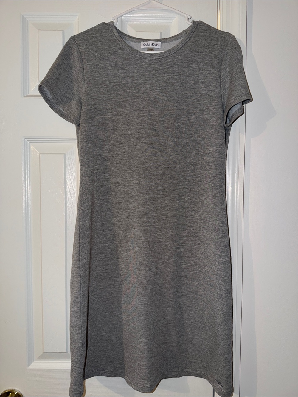 Calvin Klein Gray Short Sleeve Shirt Dress midi